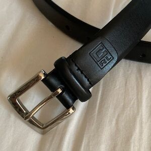 🆕 “RALPH LAUREN Chaps” Black Leather Belt with Rich Silver Buckle; Men’s Size 34
